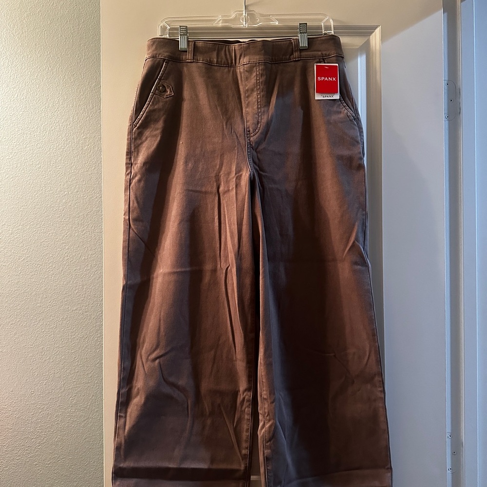 SPANX Tan Wide-Leg Trousers